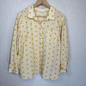 J. Jill Yellow Floral Button Down Shirt